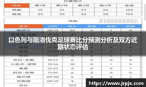 以色列与斯洛伐克足球赛比分预测分析及双方近期状态评估